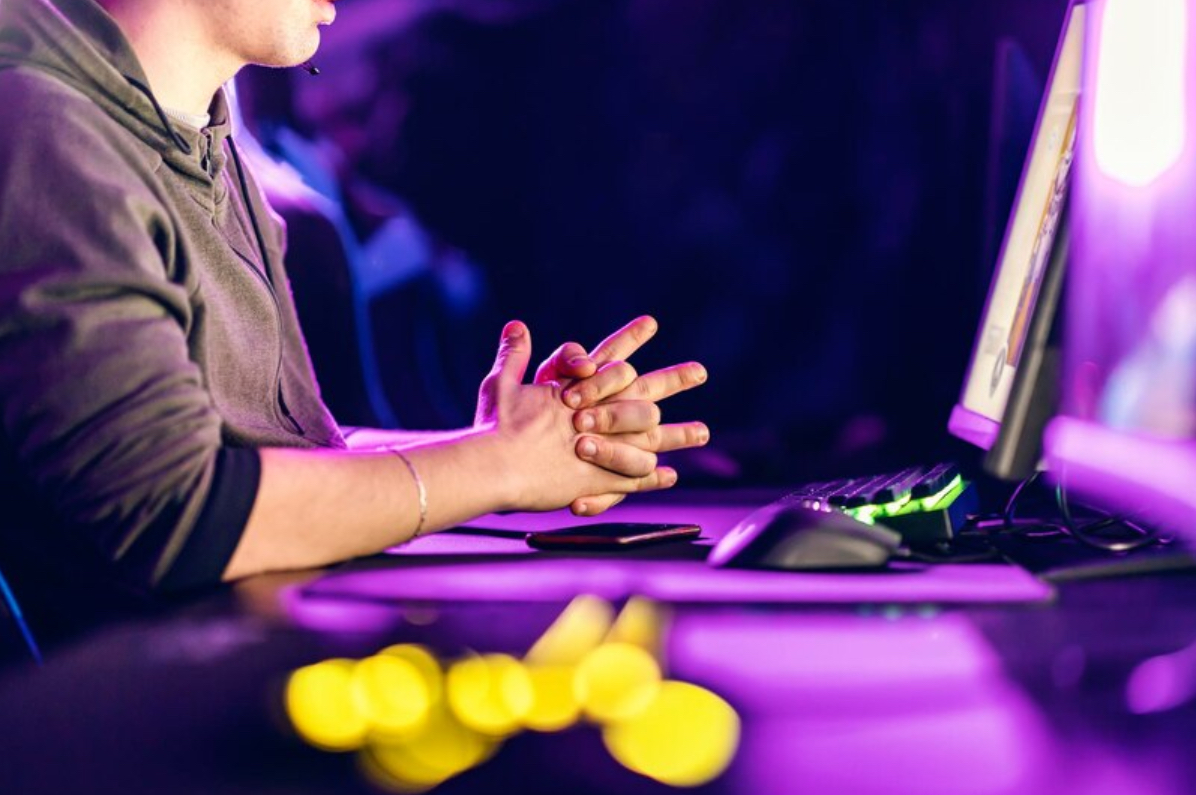 Colorful casino slot machines with bright lights and displays
